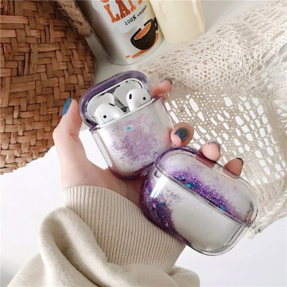 Glitter Liquid Quick Sand Airpods 1 2 Pro case - Picture 1 of 14